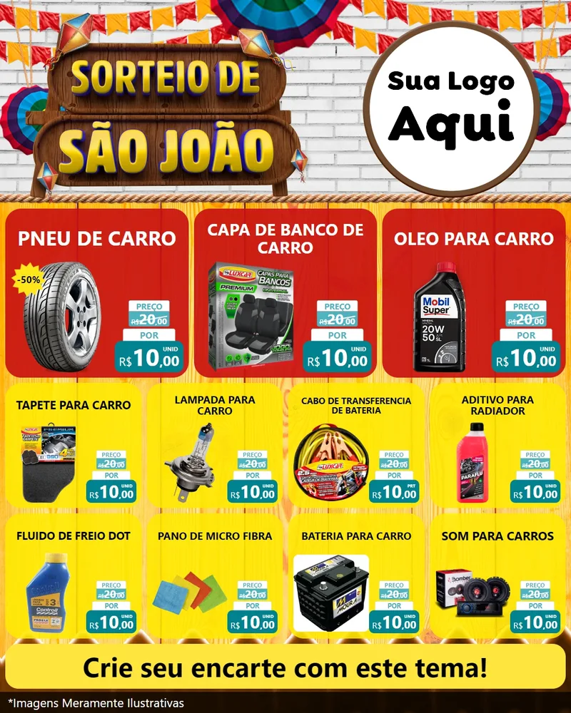 Modelo de Rede Social para Feed Instagram com o tema Sorteio de São João para Auto peças