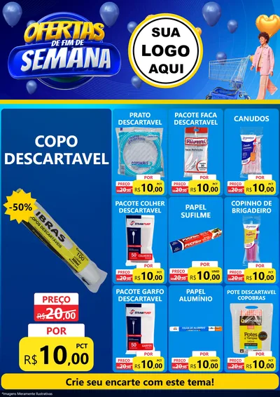 Modelo de Encarte para Encarte A4 Vertical com o tema Ofertas de Fim de Semana para Embalagens