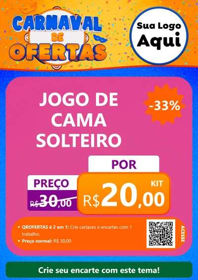Modelo de Cartaz para Cartaz A4 Vertical com o tema Carnaval de Ofertas para Cama, Mesa e Banho