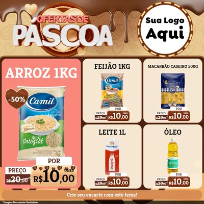 Modelo de Rede Social para Feed Facebook com o tema Ofertas de Páscoa para Supermercado