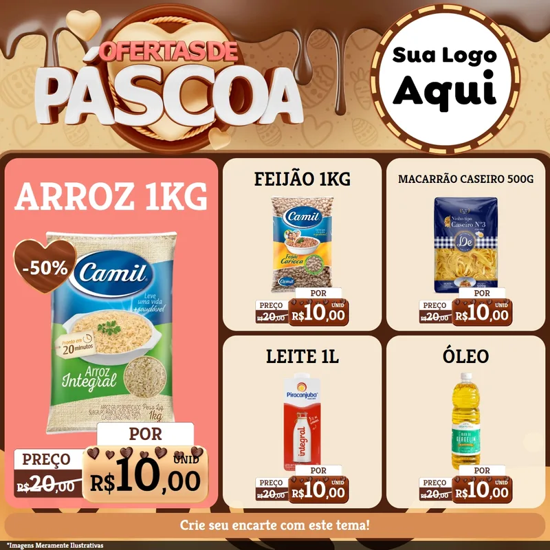 Modelo de Rede Social para Feed Facebook com o tema Ofertas de Páscoa para Supermercado