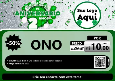 Modelo de Cartaz para Cartaz A4 Horizontal com o tema Promoção de Aniversário - 2 Anos para Óticas