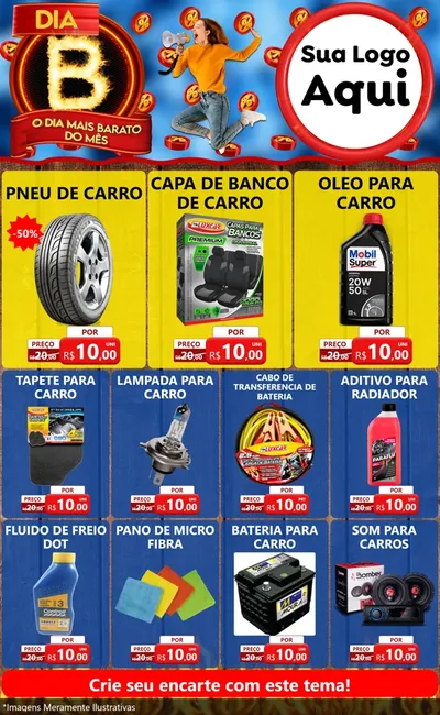 Modelo de Encarte para Encarte Grande com o tema Dia B - O Dia Mais Barato Do Mês para Auto peças
