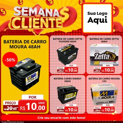 Modelo de Rede Social para Feed Facebook com o tema Semana do Cliente para Baterias Elétricas