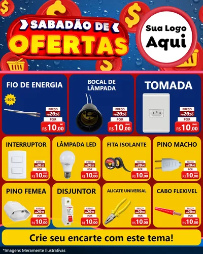 Modelo de Rede Social para Feed Instagram com o tema Sabadão de Ofertas para Materiais Elétricos