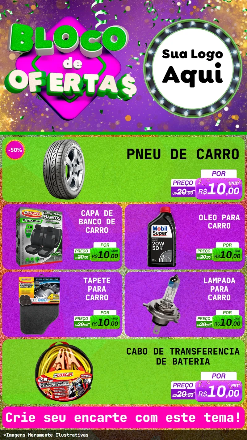 Modelo de TV para TV Vertical com o tema Bloco de Ofertas para Auto peças
