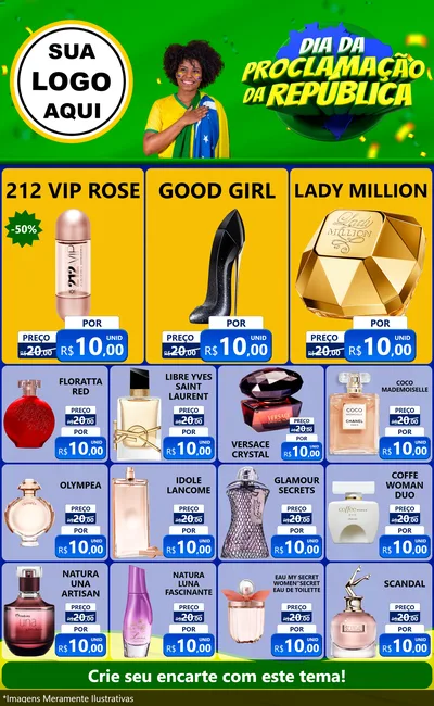 Modelo de Encarte para Encarte Grande com o tema Dia Da Proclamação Da República para Perfumes