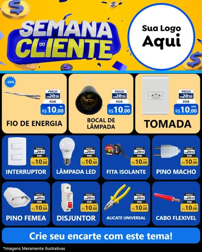 Modelo de Rede Social para Feed Instagram com o tema Semana do Cliente para Materiais Elétricos