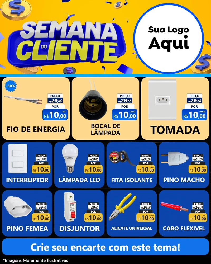 Modelo de Rede Social para Feed Instagram com o tema Semana do Cliente para Materiais Elétricos