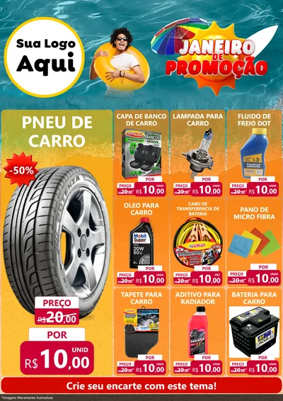 Modelo de Encarte para Encarte A4 Vertical com o tema Janeiro de Promoção para Auto peças