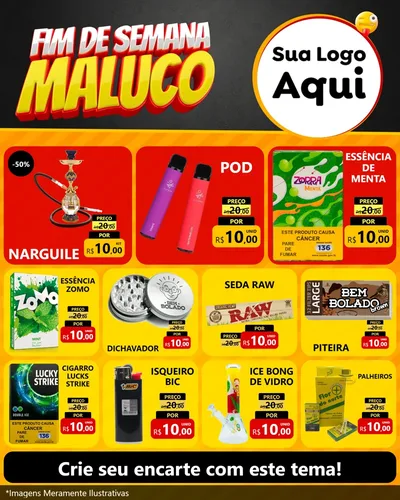 Modelo de Rede Social para Feed Instagram com o tema Final de Semana Maluco para Tabacaria