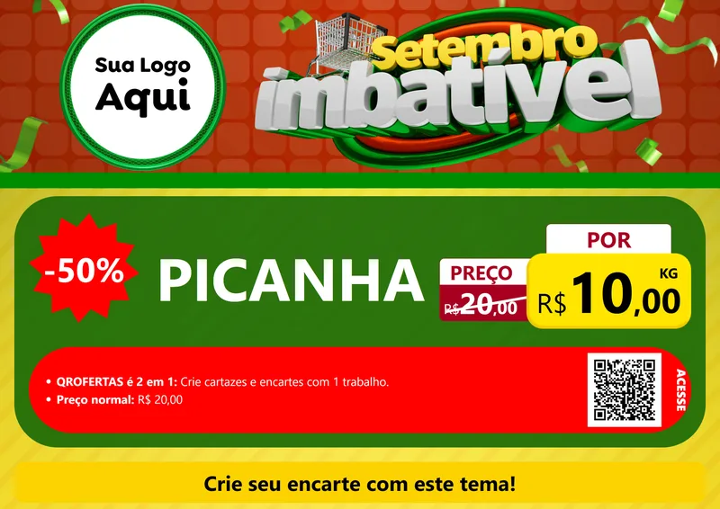 Modelo de Cartaz para Cartaz A4 Horizontal com o tema Setembro Imbatível para Açougue