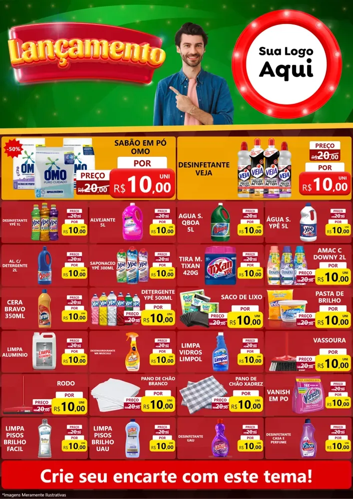 Modelo de Encarte para Encarte A4 Vertical com o tema Lançamento para Produtos de Limpeza
