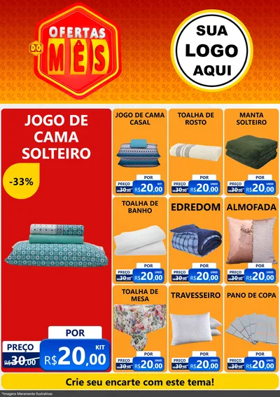 Modelo de Encarte para Encarte A4 Vertical com o tema Ofertas do Mês para Cama, Mesa e Banho