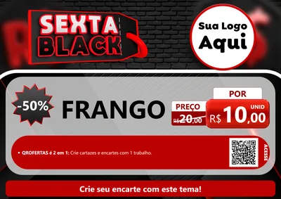 Modelo de Cartaz para Cartaz A4 Horizontal com o tema Sexta Black para Assados