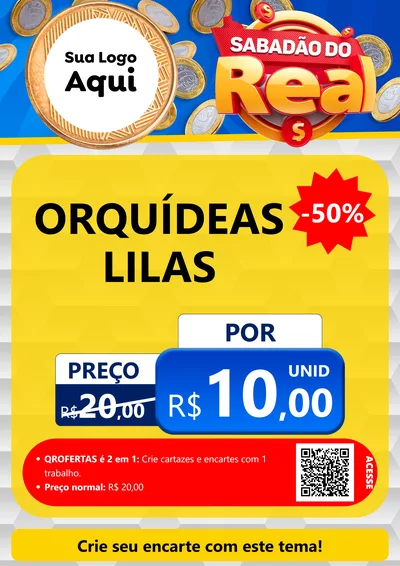 Modelo de Cartaz para Cartaz A4 Vertical com o tema Sabadão do Real para Floricultura e jardim