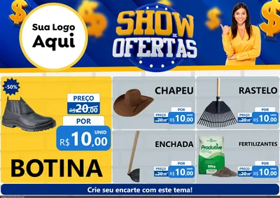 Modelo de Encarte para Encarte A4 Horizontal com o tema Show de Ofertas para Agropecuária