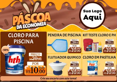 Modelo de Encarte para Encarte A4 Horizontal com o tema Páscoa da Economia para Produtos para Piscina