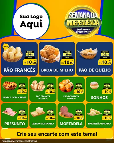 Modelo de Rede Social para Feed Instagram com o tema Semana da Independência Declaramos Preços Baixos para Padaria