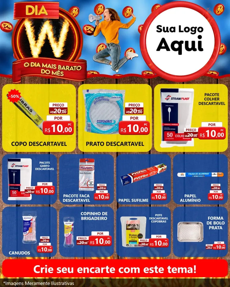 Modelo de Rede Social para Feed Instagram com o tema Dia W - O Dia Mais Barato Do Mês para Embalagens