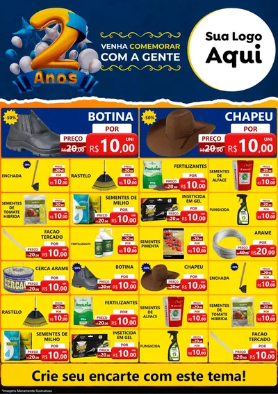Modelo de Encarte para Encarte A4 Vertical com o tema Aniversário de 2 anos para Agropecuária