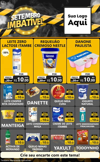 Modelo de Encarte para Encarte Grande com o tema Setembro Imbatível para Frios e Laticínios