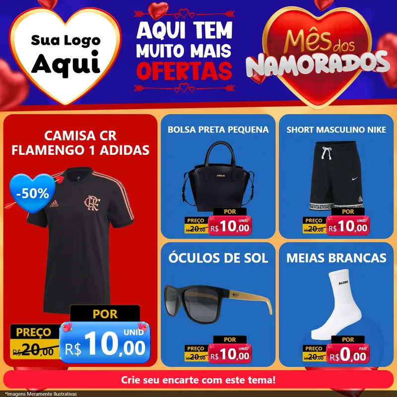 Modelo de Rede Social para Feed Facebook com o tema Mês dos Namorados para Roupas e acessórios