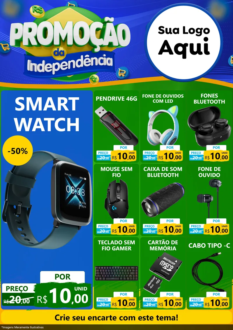 Modelo de Encarte para Encarte A4 Vertical com o tema Promoção da Independência para Informática