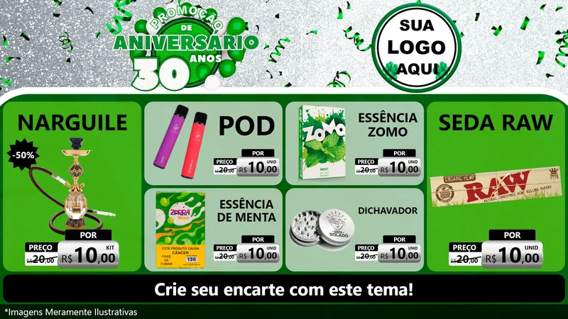 Modelo de TV para TV Horizontal com o tema Promoção de Aniversário - 30 Anos para Tabacaria