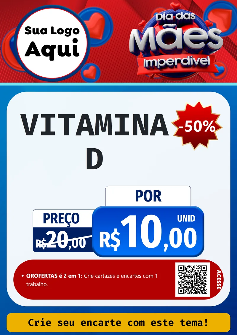Modelo de Cartaz para Cartaz A4 Vertical com o tema Dia Das Mães Imperdível para Farmácia