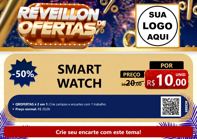 Modelo de Cartaz para Cartaz A4 Horizontal com o tema Réveillon de Ofertas para Informática
