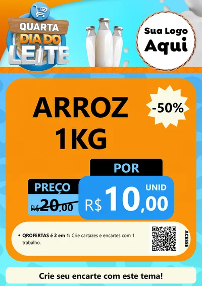 Modelo de Cartaz para Cartaz A4 Vertical com o tema Quarta Dia do Leite para Supermercado