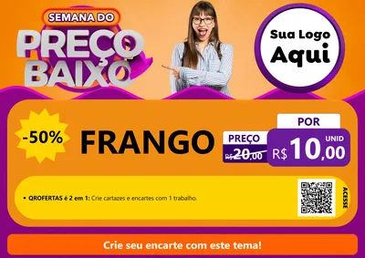 Modelo de Cartaz para Cartaz A4 Horizontal com o tema Semana do Preço Baixo para Assados