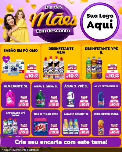 Modelo de Rede Social para Feed Instagram com o tema Dia das Mães com Desconto para Produtos de Limpeza