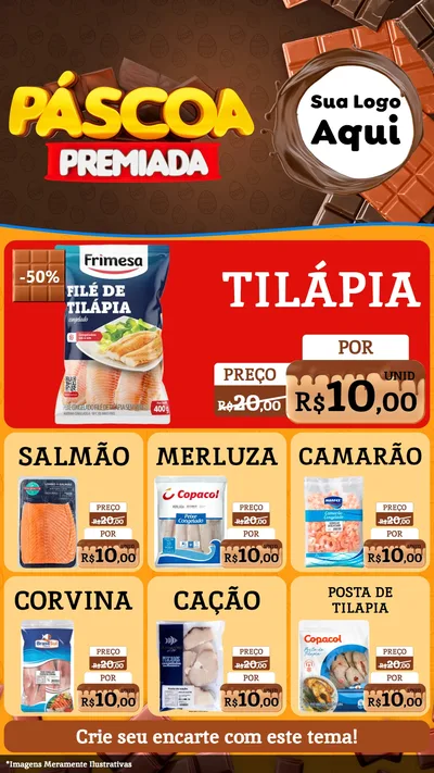 Modelo de Rede Social para Stories com o tema Páscoa Premiada para Peixaria