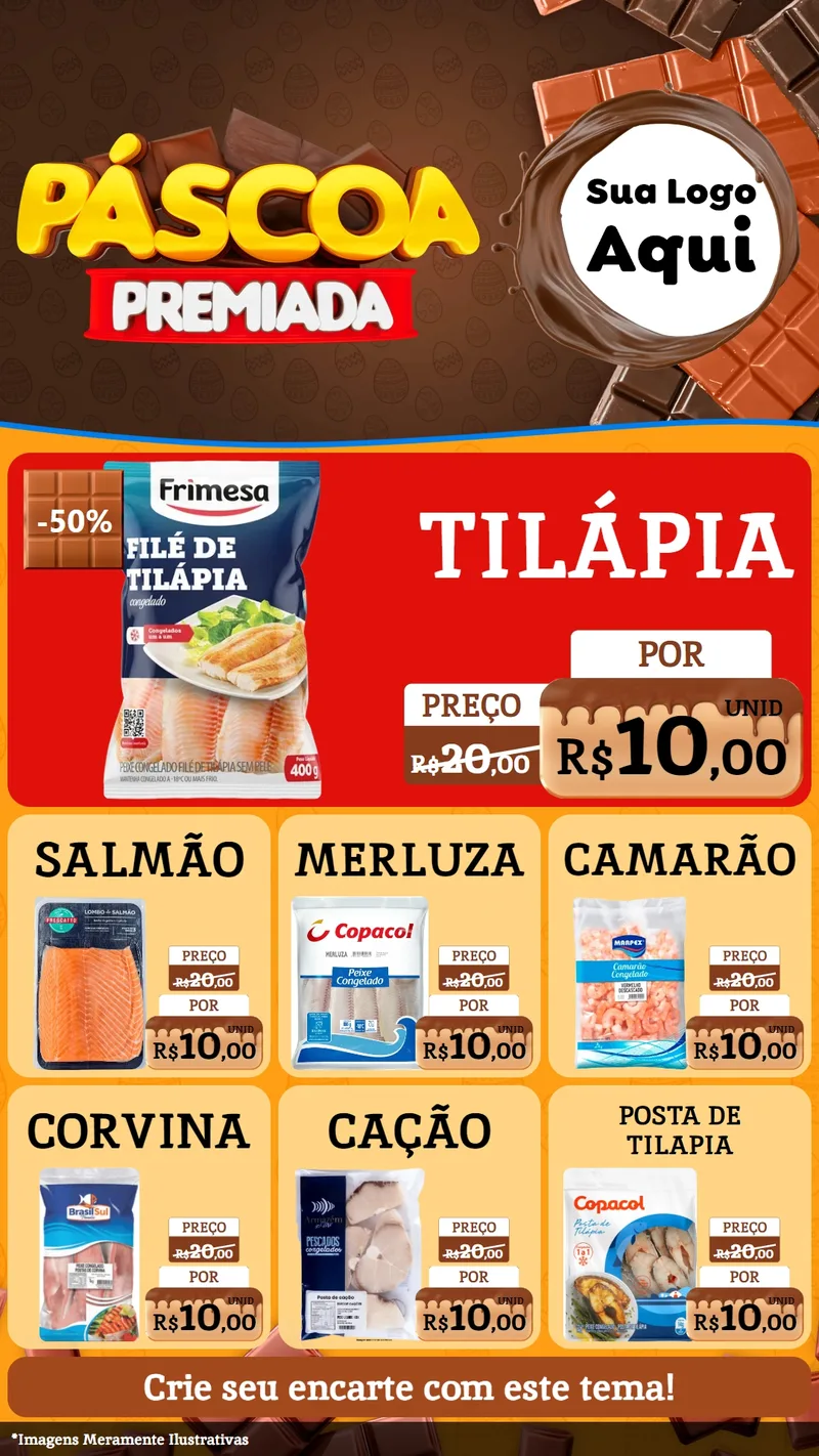 Modelo de Rede Social para Stories com o tema Páscoa Premiada para Peixaria