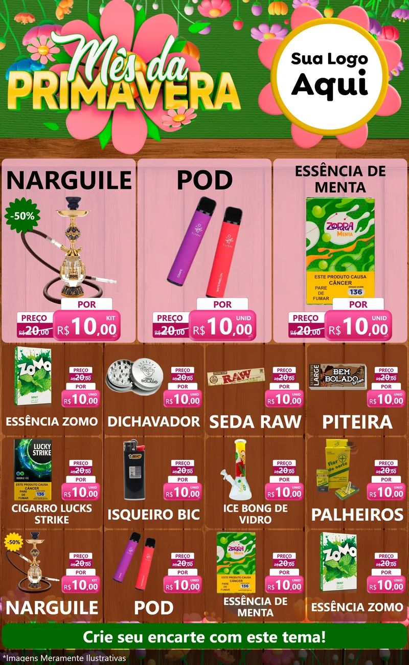 Modelo de Encarte para Encarte Grande com o tema Mês da Primavera para Tabacaria