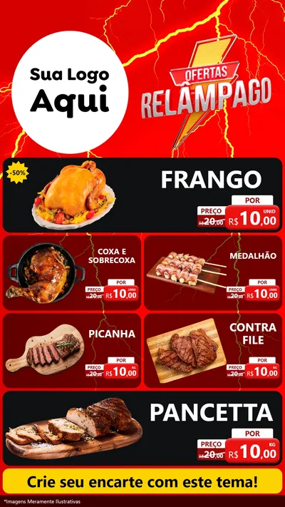 Modelo de TV para TV Vertical com o tema Ofertas Relâmpago para Assados