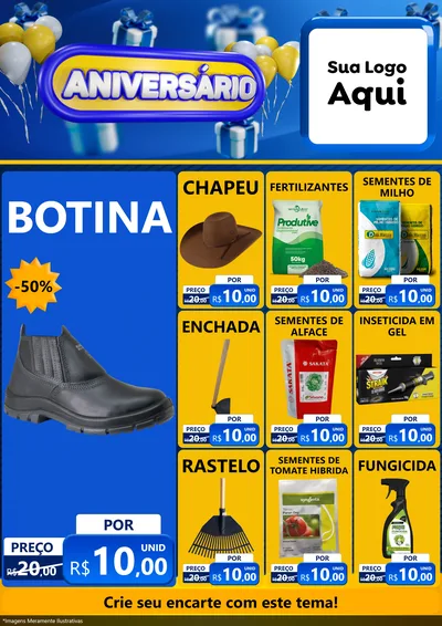 Modelo de Encarte para Encarte A4 Vertical com o tema Aniversário para Agropecuária