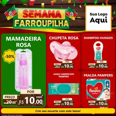 Modelo de Rede Social para Feed Facebook com o tema Semana Farroupilha para Bebês