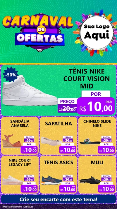 Modelo de Rede Social para Stories com o tema Carnaval de Ofertas para Calçados