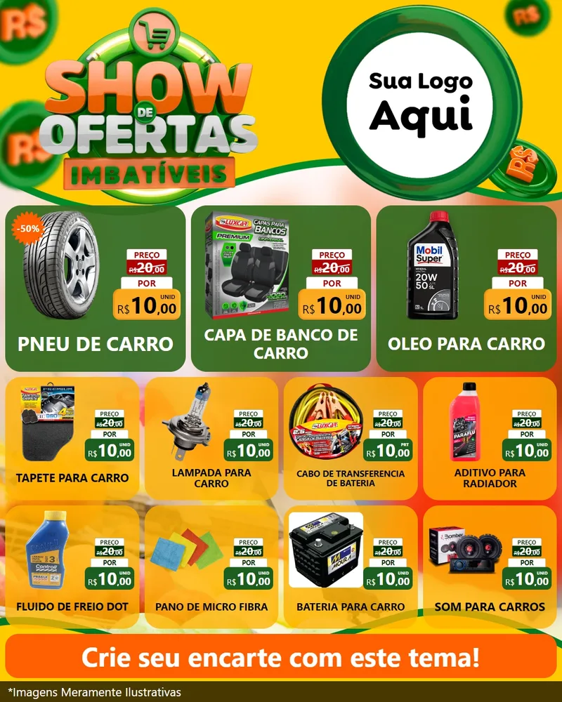 Modelo de Rede Social para Feed Instagram com o tema Show de Ofertas Imbatíveis para Auto peças