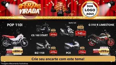Modelo de TV para TV Horizontal com o tema Ofertas da Virada para Concessionaria de Motos