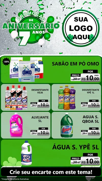 Modelo de TV para TV Vertical com o tema Promoção de Aniversário - 7 Anos para Produtos de Limpeza
