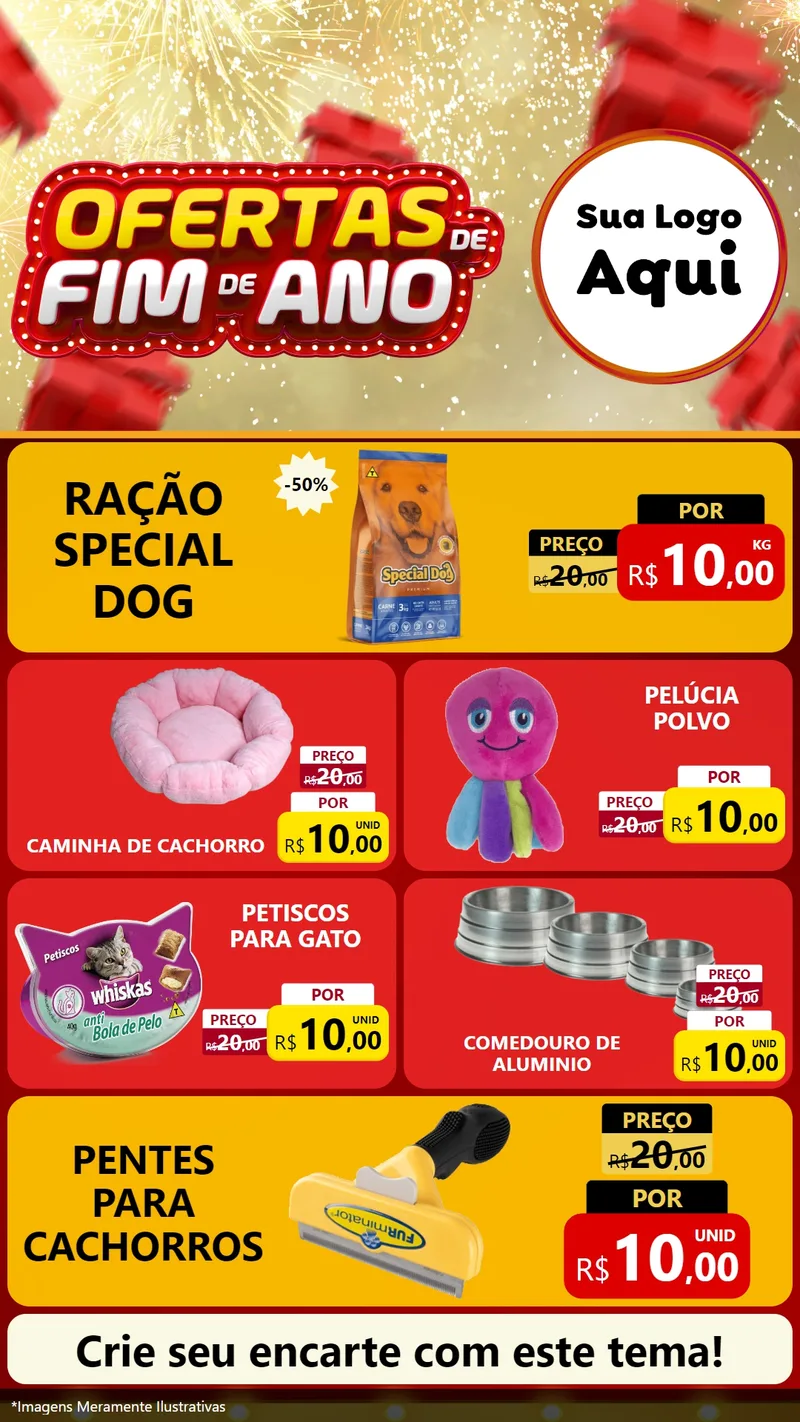 Modelo de TV para TV Vertical com o tema Ofertas de Fim de Ano para Pet Shop