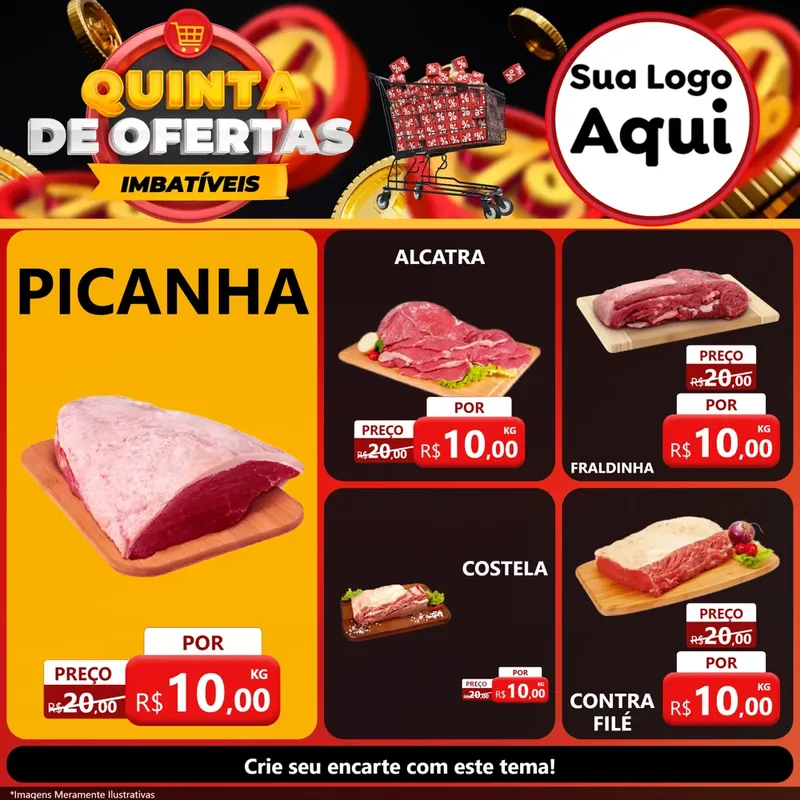 Modelo de Rede Social para Feed Facebook com o tema Quinta de Ofertas Imbatíveis para Açougue