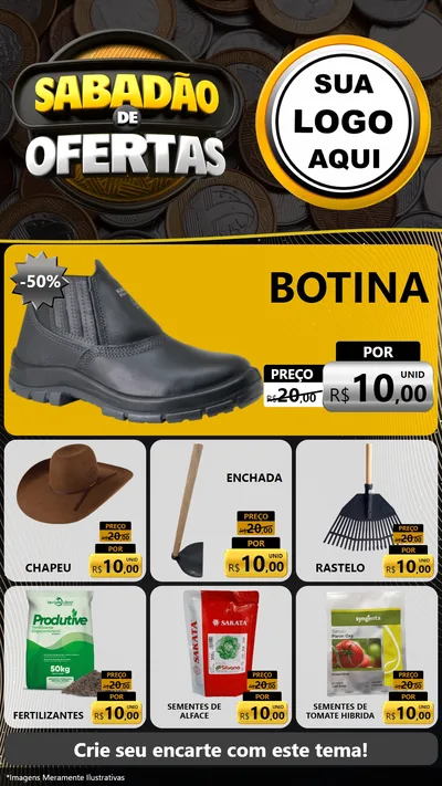 Modelo de Rede Social para Stories com o tema Sabadão de Ofertas para Agropecuária