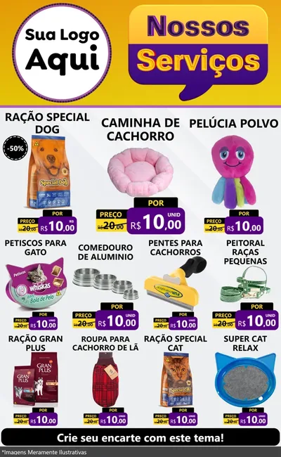 Modelo de Encarte para Encarte Grande com o tema Nossos Serviços para Pet Shop