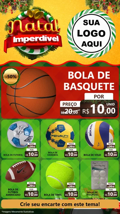 Modelo de Rede Social para Stories com o tema Natal Imperdível para Artigos Esportivos