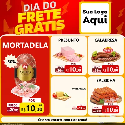 Modelo de Rede Social para Feed Facebook com o tema Dia do Frete Grátis para Frios e Laticínios